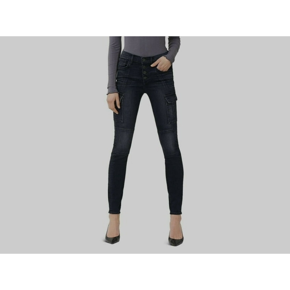 3X1 N.Y.C Womens Vida Black High Rise Skinny Cargo Jeans Size 28